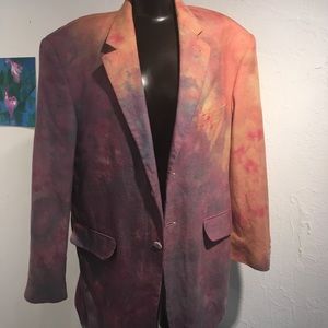 Men’s Tie Dye Blazer 44R Silk/Wool Purple & Fire